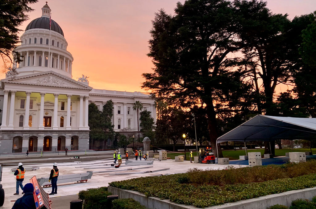 Visual depiction of Made in the Shade's subfloor installed at the State Capitol in California.