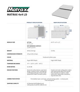 Matrax Event Flooring specifications sheet.