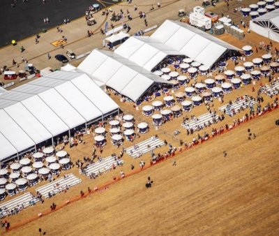 California capital airshow tenting from above.