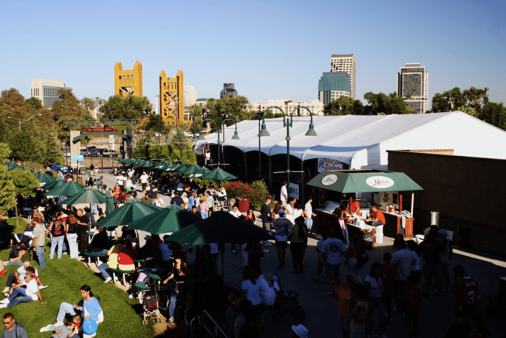 Crowds fill Sutter Health Park on a sunny afternoon just minutes before the first pitch. 